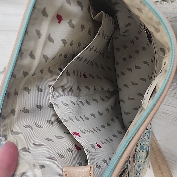 Sakroots Artist Circle Coated Canvas Turquoise Pink Beige Crossbody Purse FLAWS - Picture 12 of 14